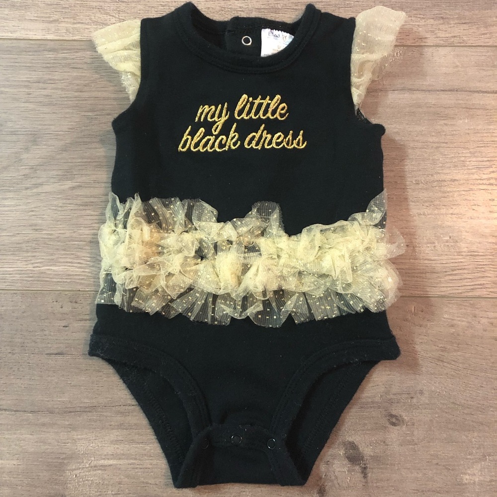Baby Essentials “my little black dress” onesie 9M